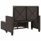 Градинска пейка с възглавници и табуретка, кафява, полиратан - VL368408 - Thumbnail 7