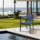 Градински стол с подлакътници антрацит Zeugma Rattan MEVSIM - Thumbnail 2