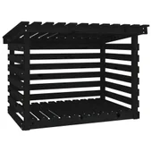 Поставка за дърва за огрев черна 108x73x79 см масивно дърво бор - Thumbnail 2