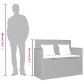 Градинска пейка с възглавници, светлосив, полиратан - VL365766 - Thumbnail 11
