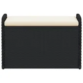 Пейка за съхранение с възглавница черна 80x51x52 см полиратан - VL365730 - Thumbnail 4