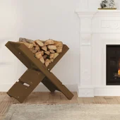 Поставка за дърва меденокафява 47x39,5x48 см борово дърво масив - Thumbnail 3
