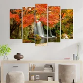 Горски водопад през есента - картина пано за стена - Thumbnail 3