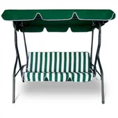 Градинска люлка 170x110x153 см бяло/зелено райе MY GARDEN - Thumbnail 1