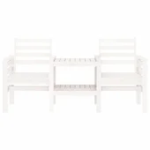 Градинска пейка с маса, 2-местна, бяла, бор масив - VL825157 - Thumbnail 3