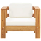 Градински стол с кремава възглавница, акация масив - Thumbnail 2