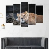 Легнала върху дърво лъвица  - картина пано за стена - Thumbnail 3