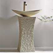 Умивалник мрамор с конзола 40х10см пясъчен INTER CERAMIC - Thumbnail 1