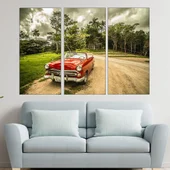 Червен ретро кабриолет - картина пано за стена - Thumbnail 2