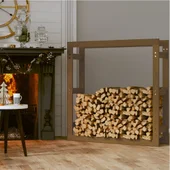 Поставка за дърва за огрев меденокафява 100x25x100 см бор масив - Thumbnail 3