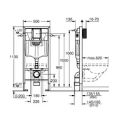 Структура за вграждане Rapid SL GROHE с квадратен бутон + тоалетна чиния ICC 3534 - Thumbnail 9