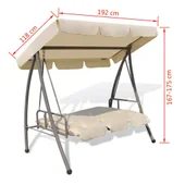 Градинска люлка със сенник, пясъчнобяла 192 x 118 - Thumbnail 6