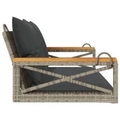 Пейка-люлка с възглавници, сива, 109x62x40 см, полиратан - VL368156 - Thumbnail 5