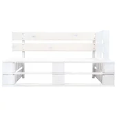 Градинска ъглова пейка от палети, дърво, бяла - VL45760 - Thumbnail 2