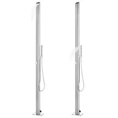 Градински душ със сива основа, стомана - 225 см - Thumbnail 2