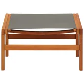 Градински стол с подложка за крака сив евкалипт масив textilene - Thumbnail 5