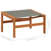 Градински стол с подложка за крака сив евкалипт масив textilene - Thumbnail 10