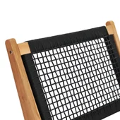 Шезлонг с подложка за крака, тиково дърво масив, въже - Thumbnail 8