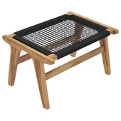 Шезлонг с подложка за крака, тиково дърво масив, въже - Thumbnail 11