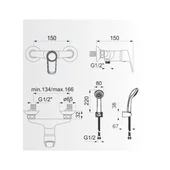 Смесител за вана/душ с аксесоари Theia FAYANS - Thumbnail 2