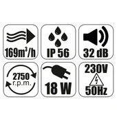 Вентилатор за баня ММ-P 100 с клапа 06, квадрат, черен, стъклен - Thumbnail 2