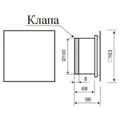 Вентилатор за баня ММ-P 100 с клапа 06, квадрат, черен, стъклен - Thumbnail 3